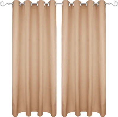 Zdjęcie produktu dla Zasłona z oczkami 140x175 cm (szerokość x długość) w kolorze piaskowoszarym, nieprzezroczysta zasłona, zasłona z oczkami w wielu wariantach