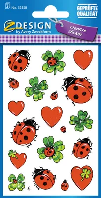 Image de Avery Zweckform® 53558 Z-Design Sticker décoratif, coccinelle porte-bonheur, 3 feuilles/57 stickers(S)