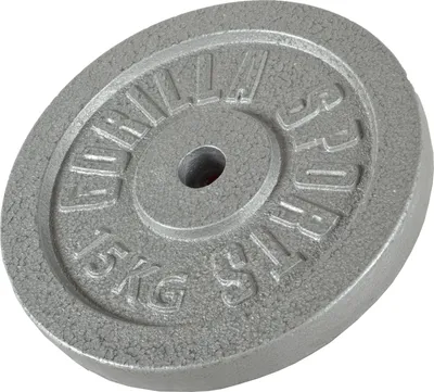 Produktbild von GORILLA SPORTS® Hantelscheiben - 15 kg Gewichte, 30/31 mm, Gusseisen, Silber - Gewichtsscheiben, Bumper Plates
