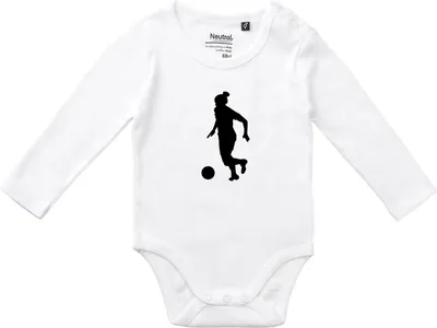 Produktbild von Huuraa Baby Body Soccer Fußball 68 White  Baumwolle Fairtrade Langarmbody Geschenkidee