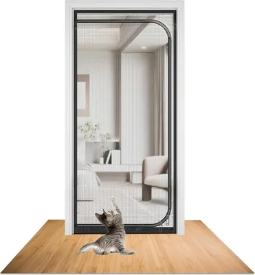 Produktbild von Famanu Hordentür für Katzen - Strapazierfähig und Kratzfest, Schwarz, 80 cm x 200 cm