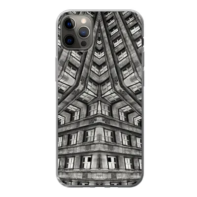 Produktbild von MuchoWow® Handyhülle Schutzhülle Hülle für iPhone 12 Pro Max Kunst - Schwarz - Weiß - Psychedelisch Silikon Softcase Handy Hülle - Hartschale