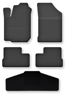 Produktbild von Gummi-Fußmatten mit Tunnelmatte für Nissan Micra K12 2002-2010 (Schrägheck) – 5-tlg, Schwarz, modellangepasst – Wielganizator Semi-Universal