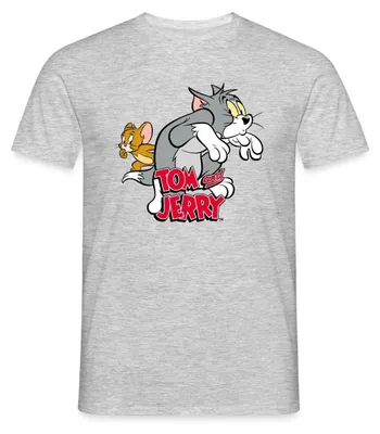 Produktbild von Spreadshirt Tom Und Jerry Auf Samtpfoten Männer T-Shirt, M, Grau meliert