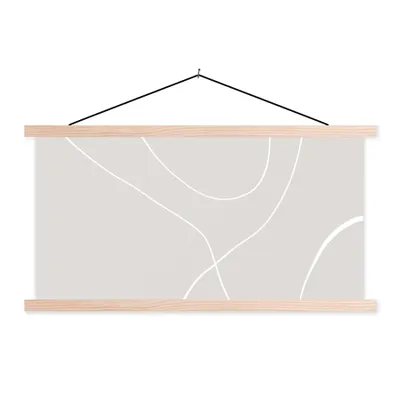 Produktbild von MuchoWow® Textilposter Linienkunst - Abstrakt - Pastell 120x60 cm mit holzfarbenen Rahmen - Klemmleiste