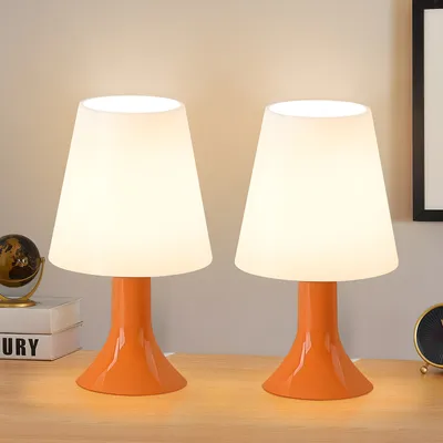 Produktbild von ZMH Tischlampe mit Kabel Nachttischlampe 2er Set orange Tischleuchte E14  Wohnzimmer Tischlampen Moderne Landhausstil für Esstisch Schlafzimmer