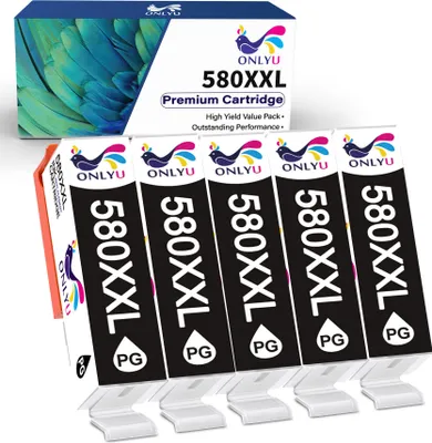 Produktbild von 5 x Druckerpatrone kompatibel mit Canon PGI-580 PGBK XXL MIT CHIPS und Füllstandsanzeige für Canon Pixma TR7500, TR7520, TR7550, TR8500, TR8520, TR8550, TS6100, TS6150, TS6151, TS6200, TS6220,
