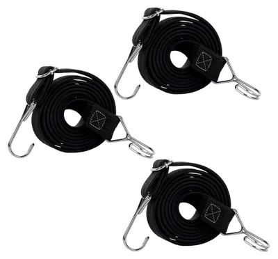 Produktbild von 3er-Set Spanngurte, Spanngummi mit Haken, Expander, Gummispanner, 100 cm (Schwarz)