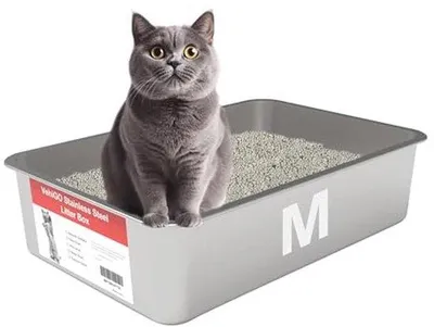 Produktbild von Famanu Katzenklo für große Katzen - Edelstahl, leicht zu reinigen