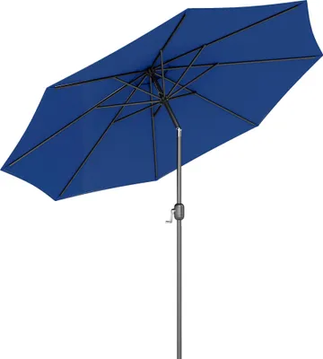 Image de Outsunny Parasol de jardin extšŠrieur Parasol droit inclinable ? 3 m en mšŠtal Rond Polyester 180g/m? manivelle inclinable Bleu