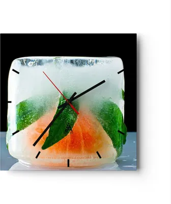 Produktbild von Wanduhr - Quadrat - Glasuhr - Gefroren frucht dessert  - 40x40cm - Schleichendes Uhrwerk - Lautlos - zum Aufhängen bereit - Dekoration Modern - Wanddekoration aus Glas - C3AC40x40-2249