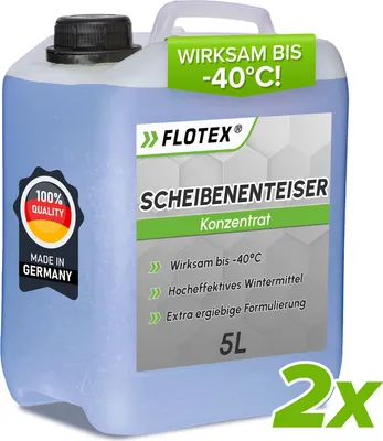 Produktbild von Flotex - Scheibenenteiser 2x5L - Schlierenfreier Enteiser Auto bis -40 Grad