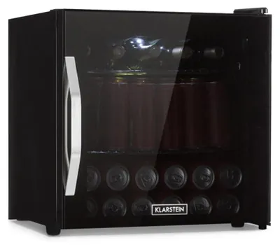 Produktbild von Klarstein Mini Kühlschrank mit Glastür, Mini-Kühlschrank für Zimmer, Getränkekühlschrank Klein mit Verstellbaren Ablagen, Kleiner Kühlschrank 47 Liter, Indoor/Outdoor Kühlschrank Leise