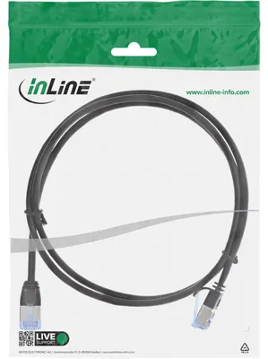 Produktbild von InLine Patchkabel slim, U/FTP PiMf, Cat.6A, schwarz, 1m, 1 m, Cat6a, U/FTP (STP), RJ-45, RJ-45, Schwarz