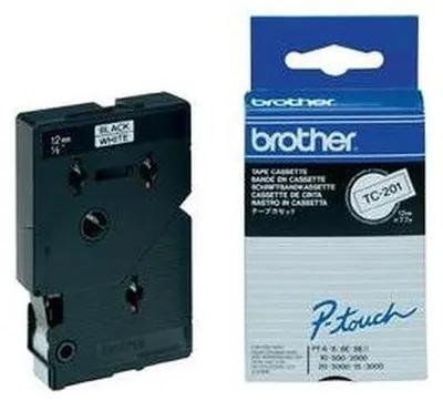 Produktbild von Brother TC201A - Schwarz auf Weiß - Rolle (1,2 cm x 7,7 m) 10 Kassette(n) laminiertes Band - für P-Touch PT-2000, PT-3000, PT-500, PT-5000, PT-8E