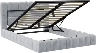 Produktbild von CDGlobal Polsterbett 180x200cm, Boxspringbett mit hydraulisches Bettkasten, Bett mit Lattenrost, Leselicht mit USB/LED Ladefunktion Kopfteil, Stauraumbett Doppelbett Jugendbett (Grau, 180x200cm)