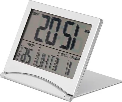 Produktbild von Digitale Wanduhr mit Radio und Temperaturanzeige, Magnetisch, Mini, Nachtkastje, Batteriebetrieben.