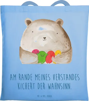 Produktbild von Mr. & Mrs. Panda Tote Bag Bär Gefühl - Sky Blue - Geschenk, Einkaufstüte, Tasche, dokumententasche, Laptoptasche, Wahnsinn, Tragetasche, Teddy, Verrückt, Durchgedreht