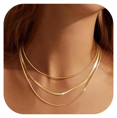 Immagine prodotto di Collana a catena - Set di 3 pezzi - Acciaio inossidabile - Oro e argento - 35, 40 e 45 cm