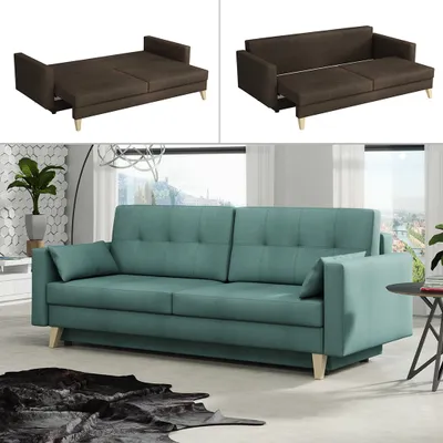 Produktbild von MIRJAN24 Schlafsofa Marina, Sofa mit Bettkasten, Couch, Sofagarnitur, Polstergarnitur, Stilvoll Polstersofa mit Schlaffunktion (Kronos 26)