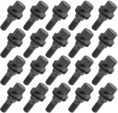 Immagine prodotto di 20x bullone ruota a collare piatto nero, M12x1,25, lunghezza filettatura: 19mm SW17, DACROMET