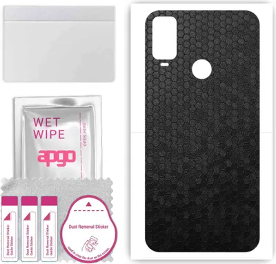 Produktbild von apgo Rückseite Schutzfolie, Skin, kompatibel mit TCL 304, Hinten Displayschutzfolie aus Vinylfolie, kratzfest, einfache Montage - Schwarze Honigwabe