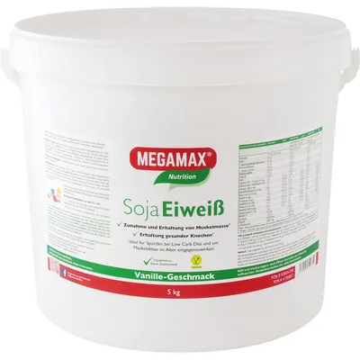 Produktbild von MEGAMAX Nutrition Soja Eiweiß Pulver Vanille-Geschmack, 5000 g Pulver