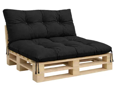 Produktbild von Palettenkissen Set 120 x 80 x 40 cm Schwarz – wasserabweisende Outdoor Kissen für Palettenmöbel, Gartenbank und Gartenschaukel