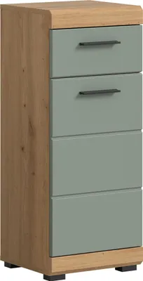 Produktbild von Scout Badschrank 1 Tür, 1 Schublade Salbeidekor, Eiche Nachbildung.