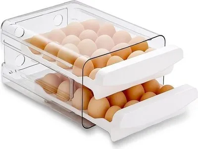 Obrázek produktu pro Nádoba na vejce, 40 mřížek, dvouvrstvý držák na vejce do chladničky, zásobník na vejce, zásobník na vejce a zásobník na vejce, průhledný plast - 1 zásobník na vejce