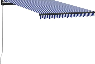 Obrázok produktu pre vidaXL Markíza manuálne výsuvná s LED 300x250 cm modrá a biela