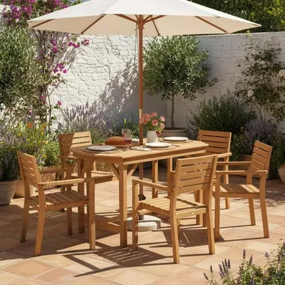 Produktbild von Gartentisch aus Kiefernholz mit Schirmloch