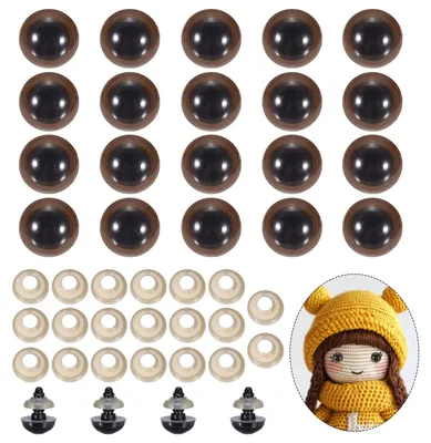 Productafbeelding van Veiligheidsoogjes voor poppen - 20 stuks - 14 mm - Bruin