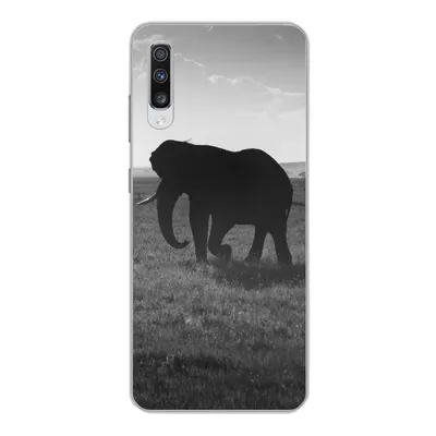 Produktbild von MuchoWow® Handyhülle Schutzhülle Hülle für Samsung Galaxy A70 Elefant - Einfarbig - Tiere - Schwarz und weiß Silikon Softcase Handy Hülle - Schutzhaube