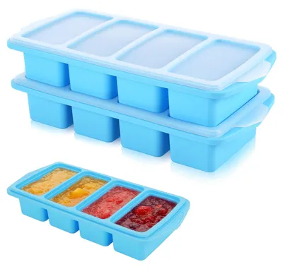 Immagine prodotto di Set di 2 contenitori in silicone per il congelatore con coperchio, ideali per conservare zuppe e altri alimenti