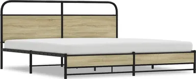 Produktbild von vidaXL Metallbett ohne Matratze Sonoma-Eiche 180x200 cm