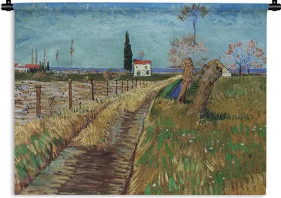 Produktbild von MuchoWow® Wandteppich Wandbehang Weg durch ein Weidenfeld - Vincent van Gogh 90x67.5 cm Tapisserie Dekoration Wandtuch - Fototeppich - Wand-Skulpturen