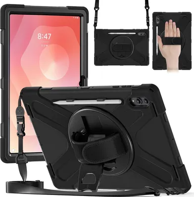 Produktbild von Hybrid Hülle für Samsung Galaxy Tab S11 Ultra Halterung & Schultergurt Schwarz