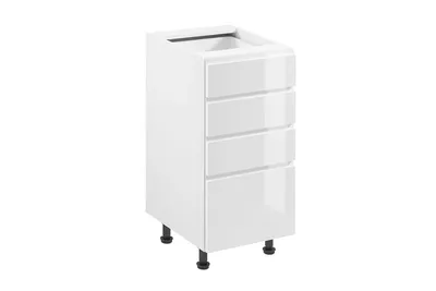 Produktbild von Unterschrank 40 cm - küchemöbel mit Schubladen ohne Arbeitsplatte, Aspen D40S4 Weiß / Hochglanz