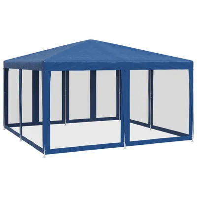 Produktbild von vidaXL Partyzelt mit 8 Mesh-Seitenteilen Blau 4x4 m HDPE