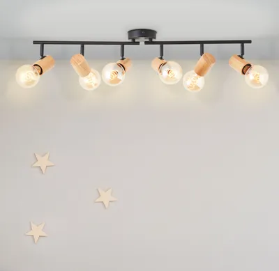 Produktbild von BRILLIANT Kerry Spotrohr 6-flammig schwarz/holz