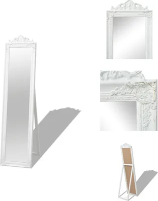 Zdjęcie produktu dla vidaXL Lustro stojące w stylu barokowym 160x40 cm białe - Lustro