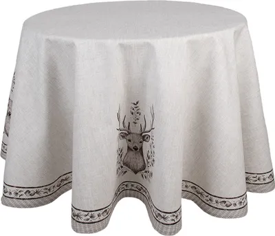 Produktbild von Clayre & Eef Tischdecke Ø 170 cm Beige Baumwolle Hirsch