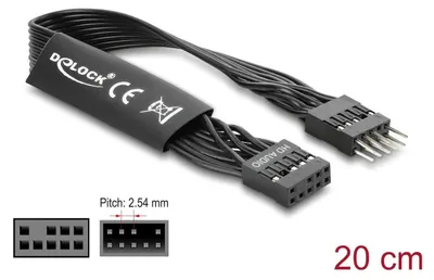 Zdjęcie produktu dla DeLOCK 86049, Czarny, 1 x 9 pin, 1 x 9 pin, 0,2 m, Męska/Żeńska, 1 szt.