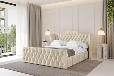 Produktbild von ALTDECOR Polsterbett mit Bettkasten - MODY-Z - 180x200 Beige - Bett mit Matratze H3/H4, Kopfteil und Fußteil, Boxbett, Doppelbett mit Stauraum