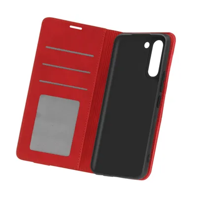 Produktbild von Avizar, Brieftaschen-Hülle mit Standfunktion für Samsung Galaxy S21, Rot
