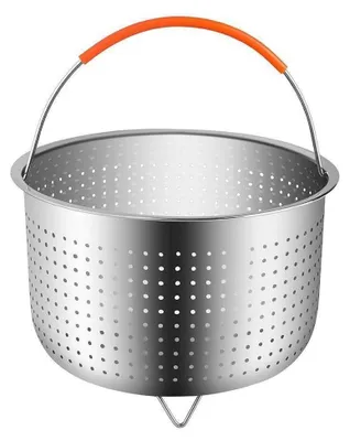 Produktbild von Dämpfkorb Edelstah, Dämpfeinsatz Instant Topf Zubehör Edelstahl Dampfeinsatz Mit Silikon Griff Fit Schnellkochtopf Instant Pot für Töpfe, Kochtöpfe
