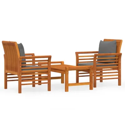 Immagine prodotto di vidaXL Set di 3 pezzi da giardino con cuscini in legno massiccio di acacia