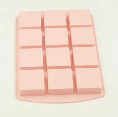 Silikon-Backform, 12 quadratische Vertiefungen, 23,5x16,6x2 cm
