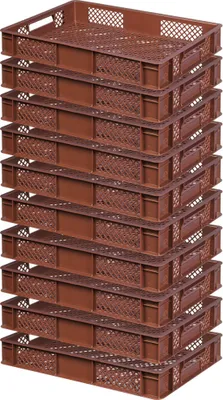 Produktbild von 10 Bäckerkisten / Euroboxen, LxBxH 600 x 400 x 90 mm, lebensmittelecht, braun